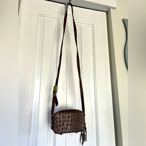 G.I.L.I Brown Croc Leather "Got It Love It" Mini Crossbody Purse